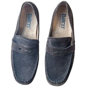 Born Suede Penny Loafers Womens 8.5M Dark Brown Comfort Slip On Leather Flats